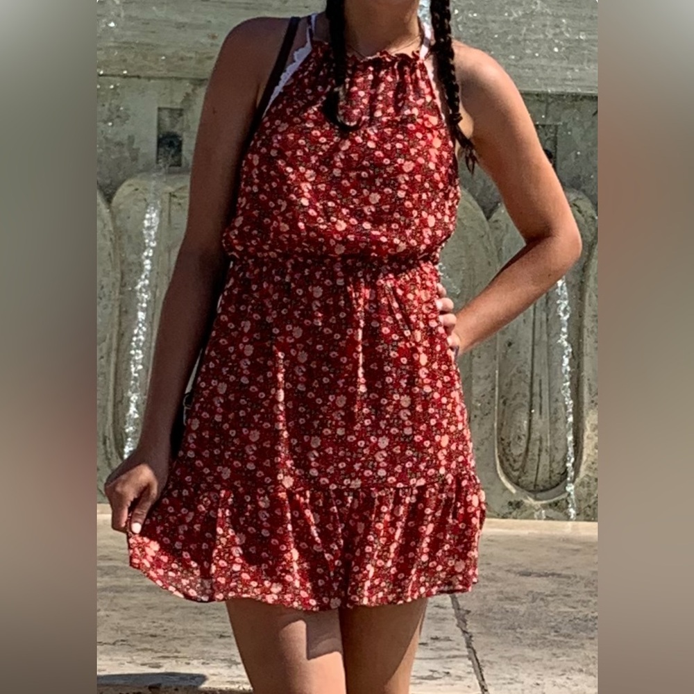 Monteau Red Floral Mini Dress